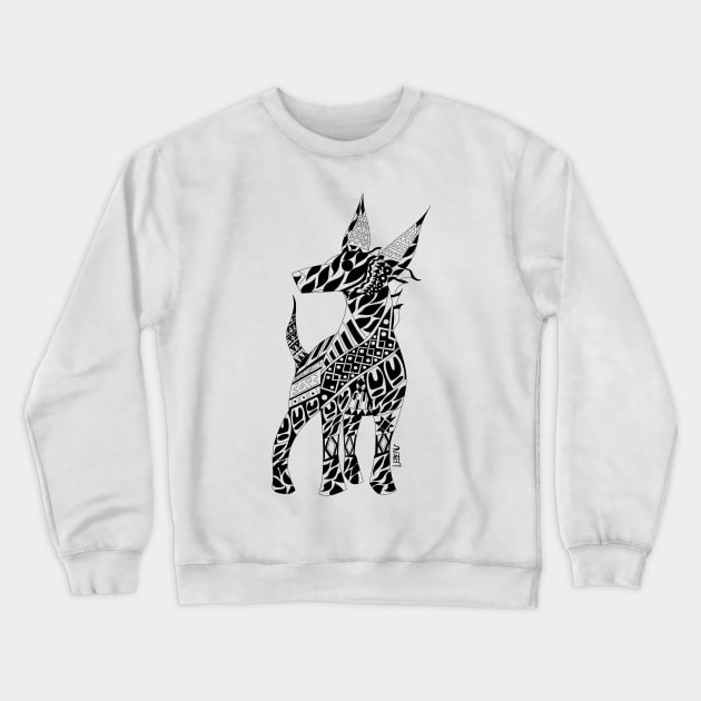 the mexican xoloitzcuintle dog the hound hell ecopop in totonac patterns Crewneck Sweatshirt by jorge_lebeau